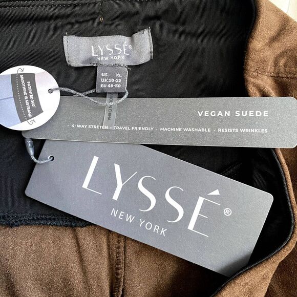 NWT Lysse Buffed Vegan Faux Suede Leggings Brown High Rise Size XL - Picture 6 of 7